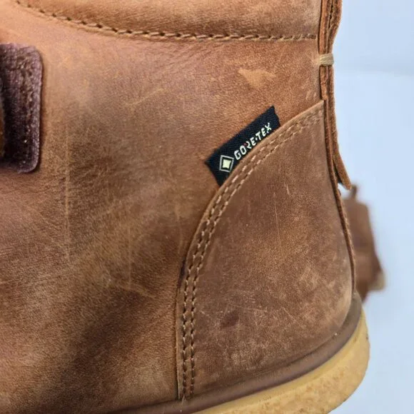 Ecco boys 12.5 kids Crepetray tan brown leather hook and loop booties lined - Picture 9 of 13